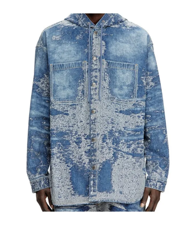 D-Dewny-Hood Distressed Denim Jacket