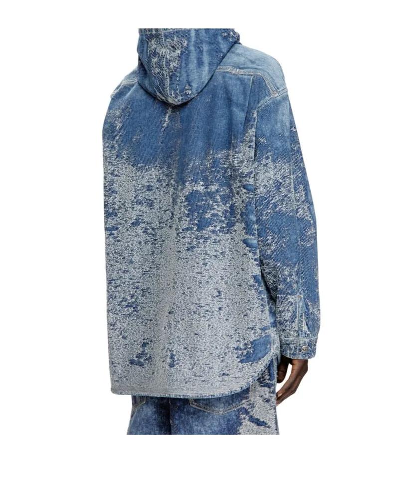 D-Dewny-Hood Distressed Denim Jacket