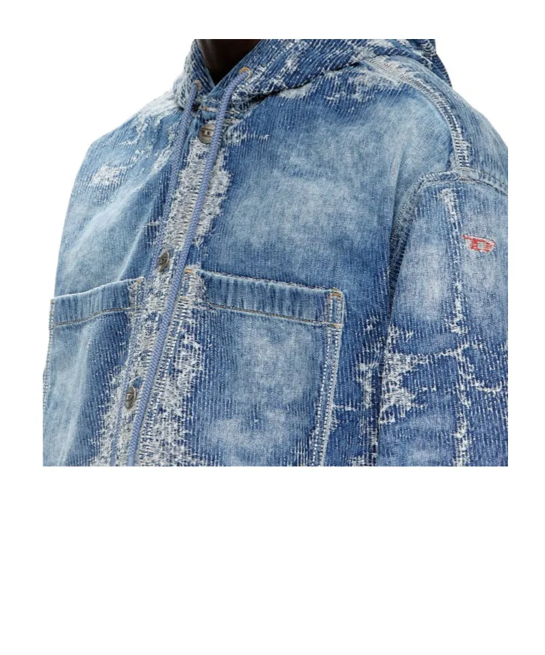 D-Dewny-Hood Distressed Denim Jacket