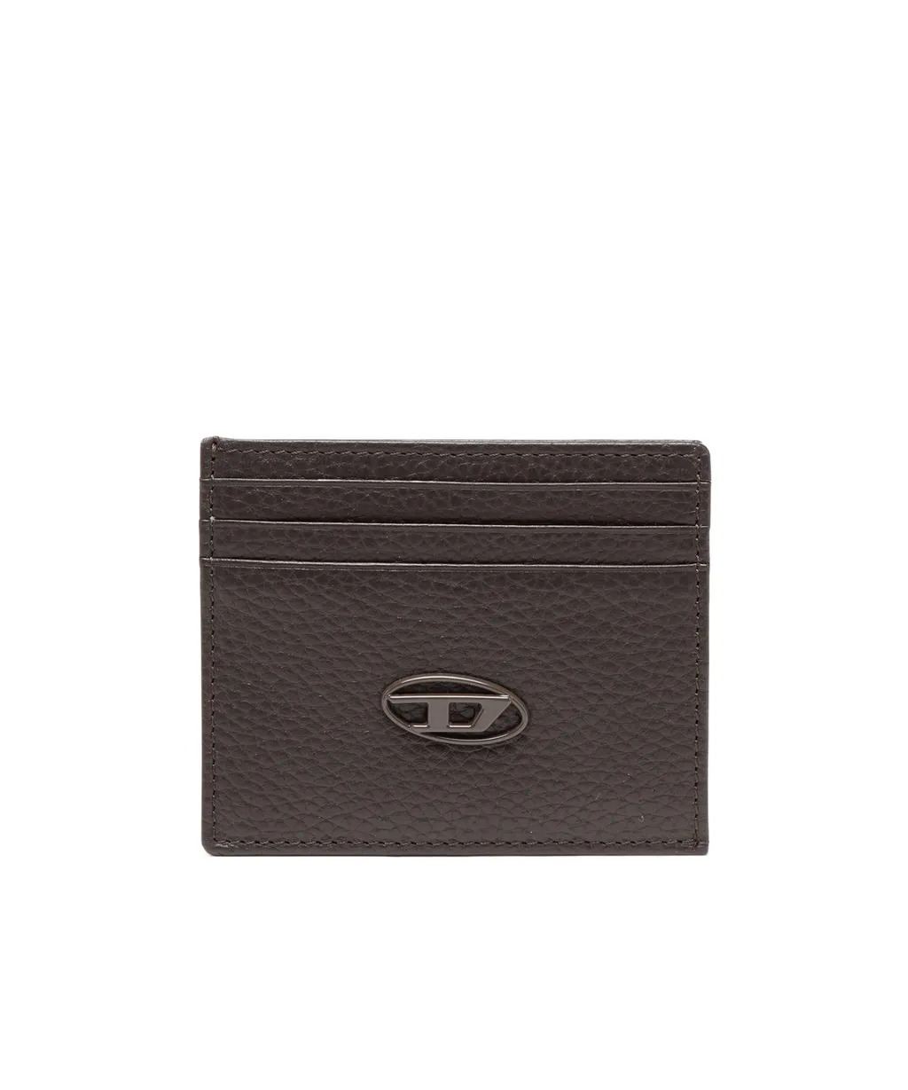 Logo-Plaque Leather Card Holder