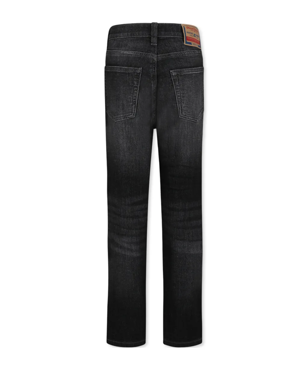 Distressed Straight-Leg Jeans