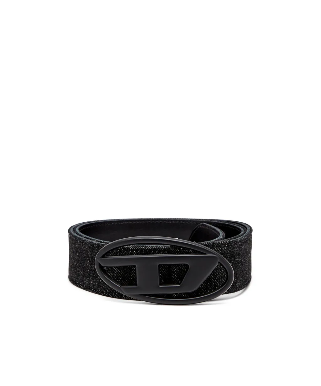 Logo Buckle Embellished Denim Belt