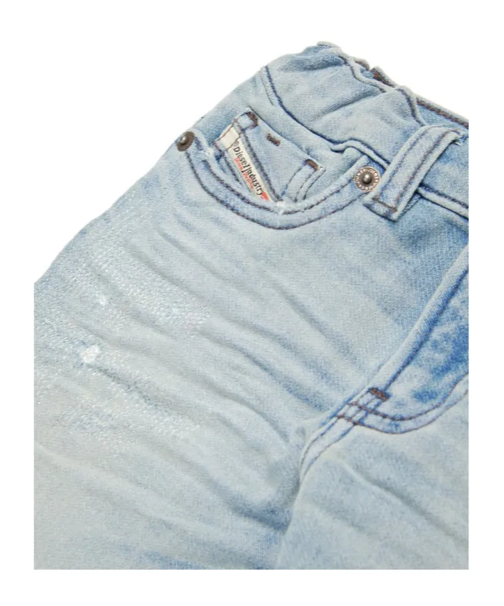 Distressed Elastic Waist Jeans