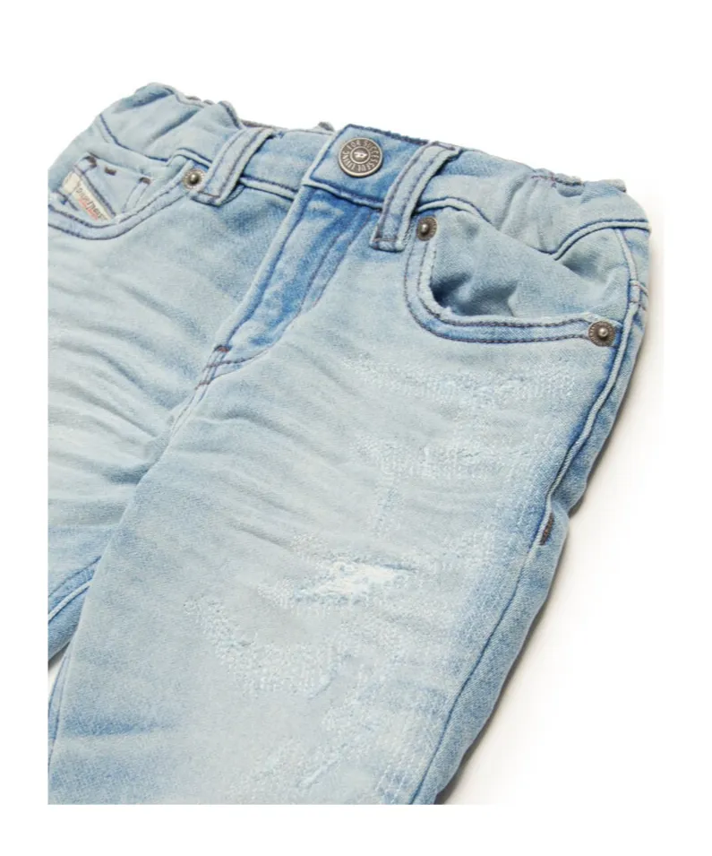 Distressed Elastic Waist Jeans