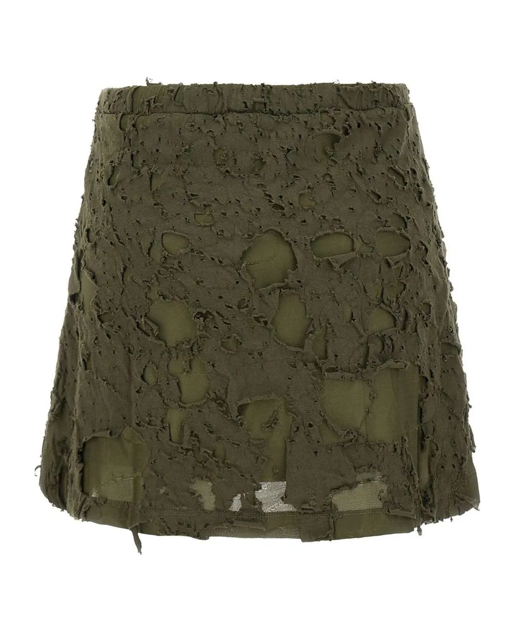 Logo-Patch Distressed Mini Skirt