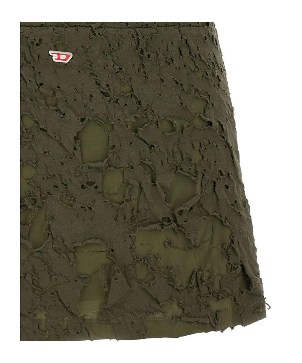 Logo-Patch Distressed Mini Skirt