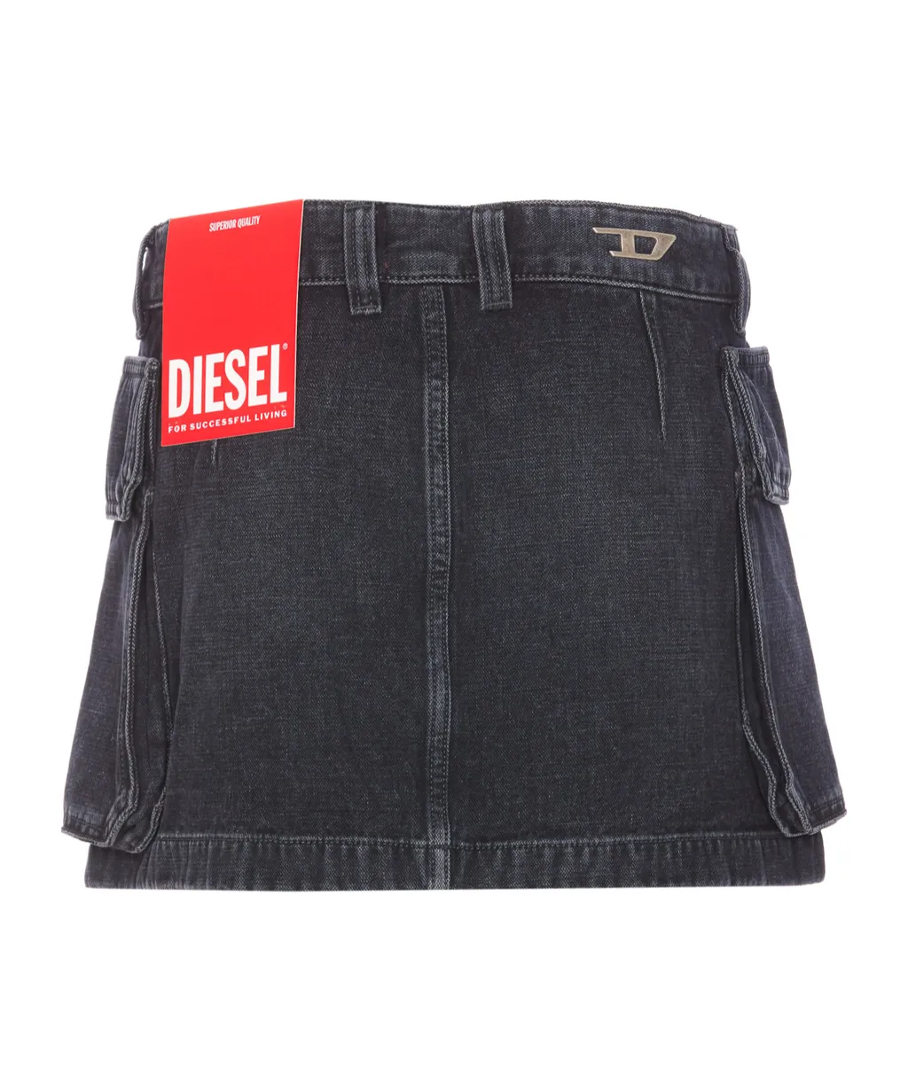 De-Ton Cargo Pocket Mini Denim Skirt