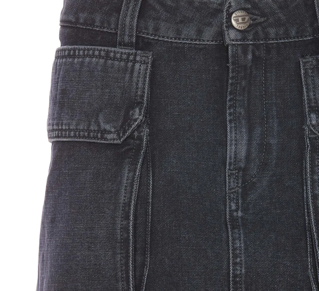 De-Ton Cargo Pocket Mini Denim Skirt