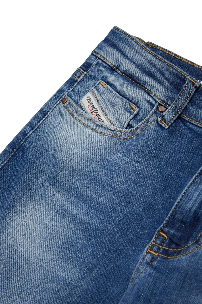 Distressed Wide-Leg Jeans