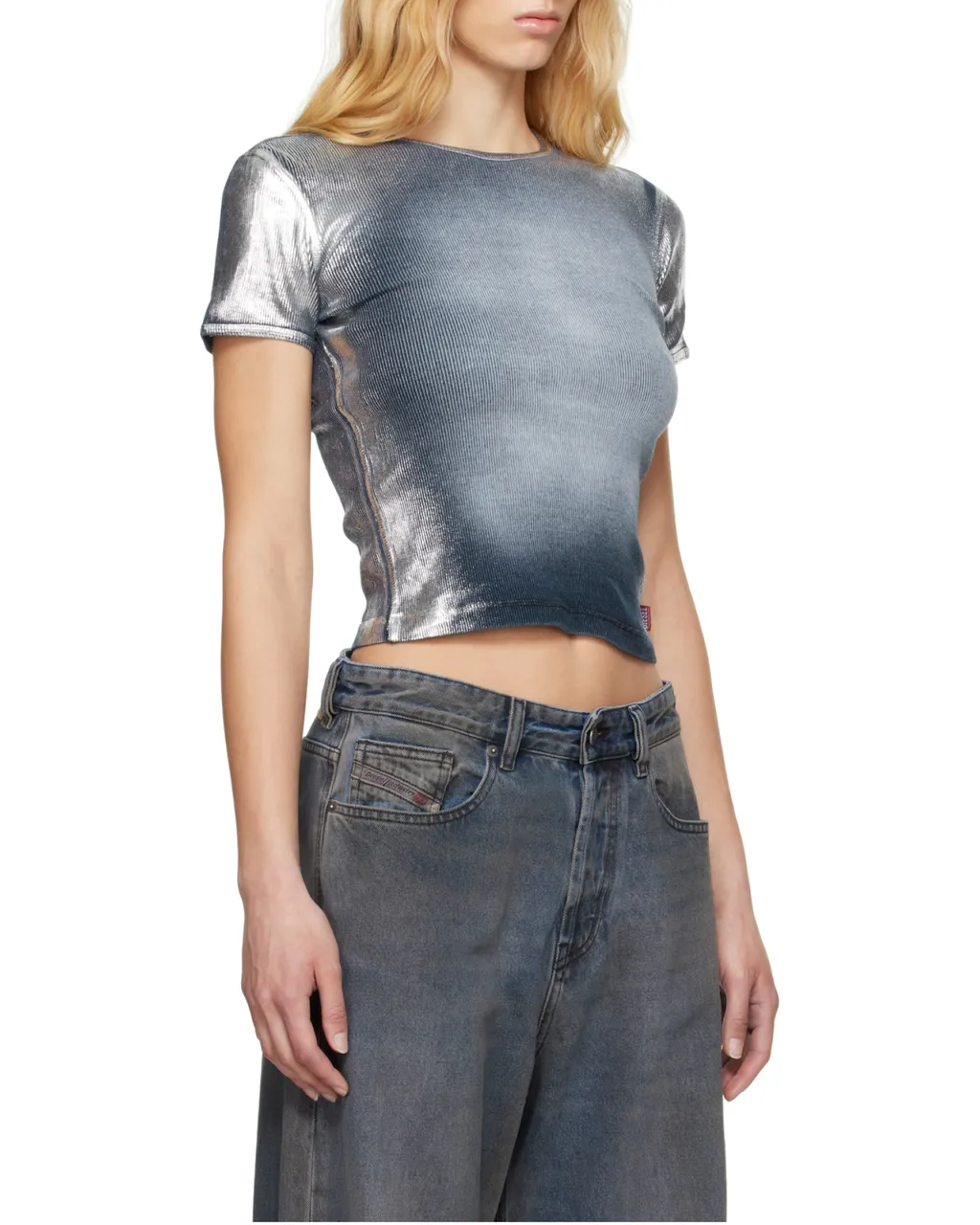 T-Ele-Long-Q1 Faded Metallic T-Shirt