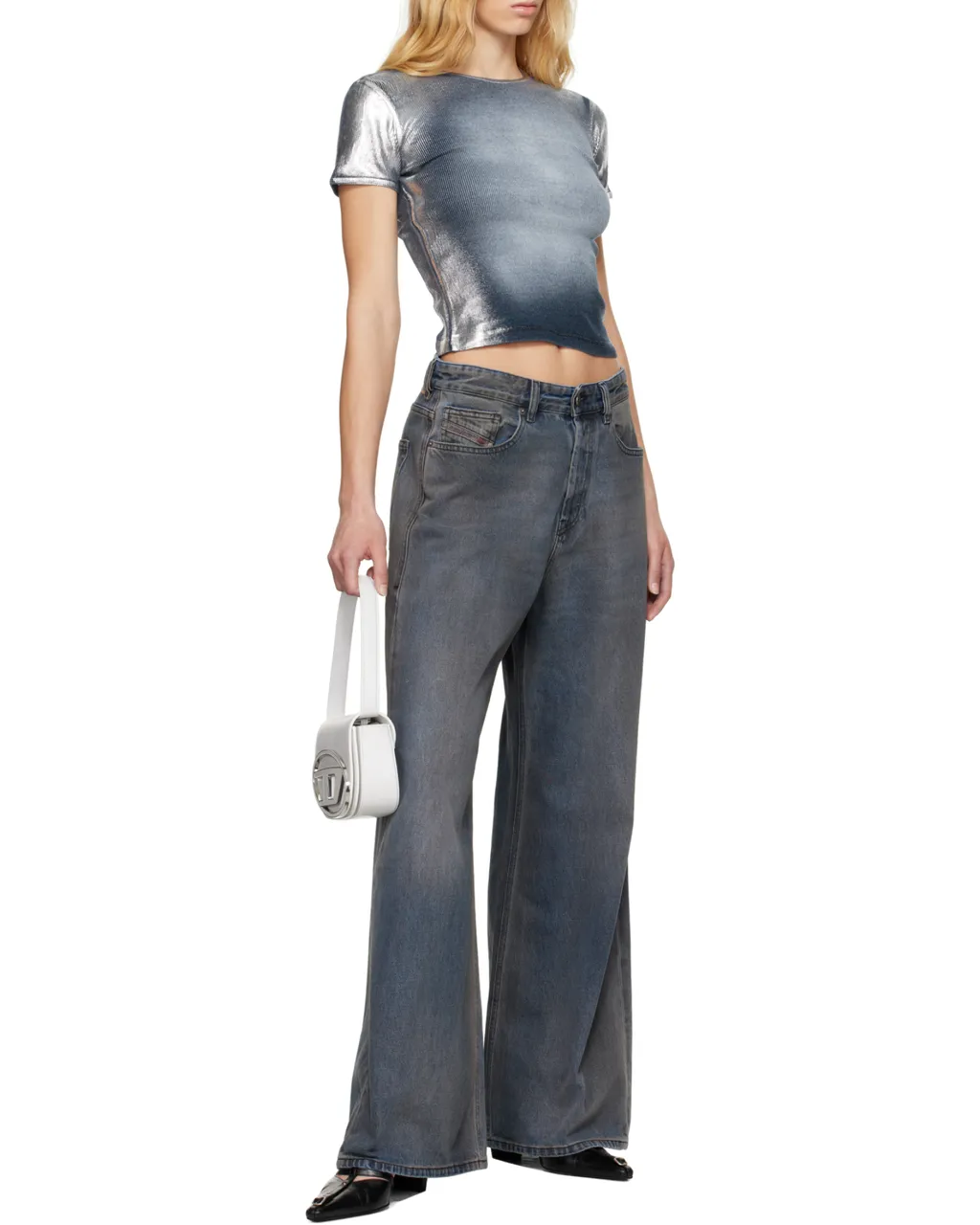 T-Ele-Long-Q1 Faded Metallic T-Shirt