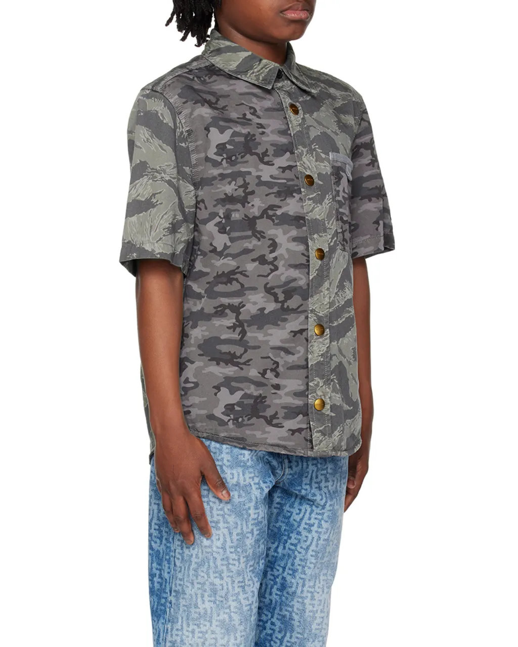 Camouflage-Print Short-Sleeved Shirt