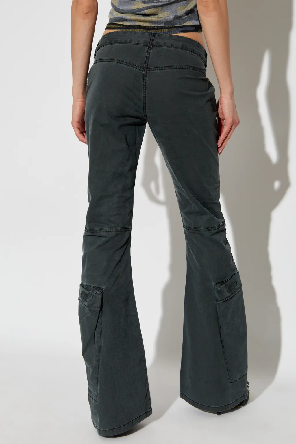 Low-Rise Cotton Flared Trousers