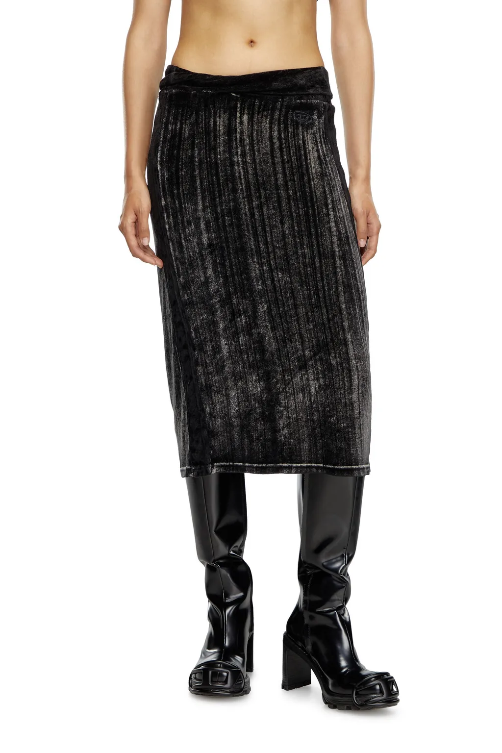 High-Waisted Faded-Effect Pencil Skirt