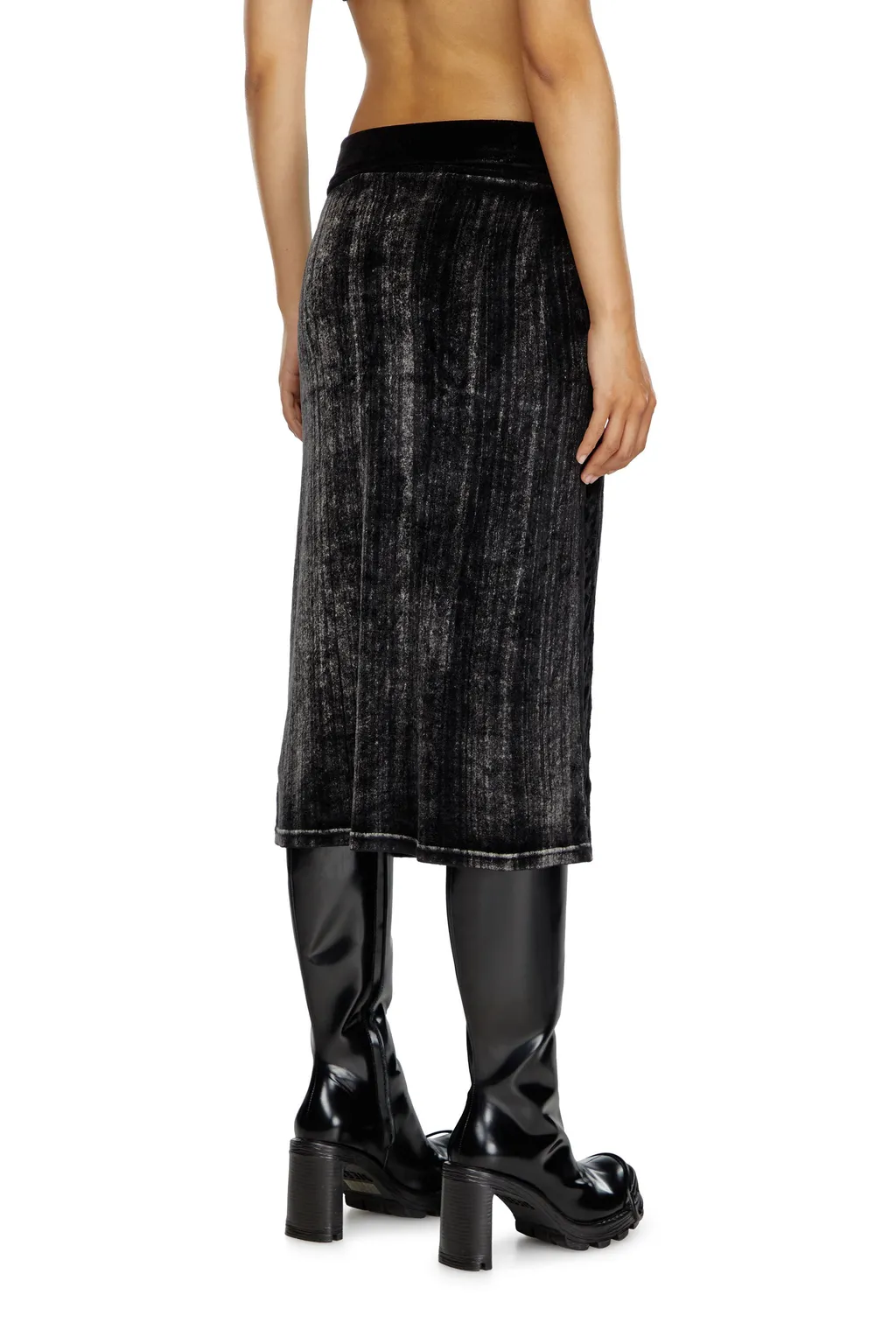 High-Waisted Faded-Effect Pencil Skirt