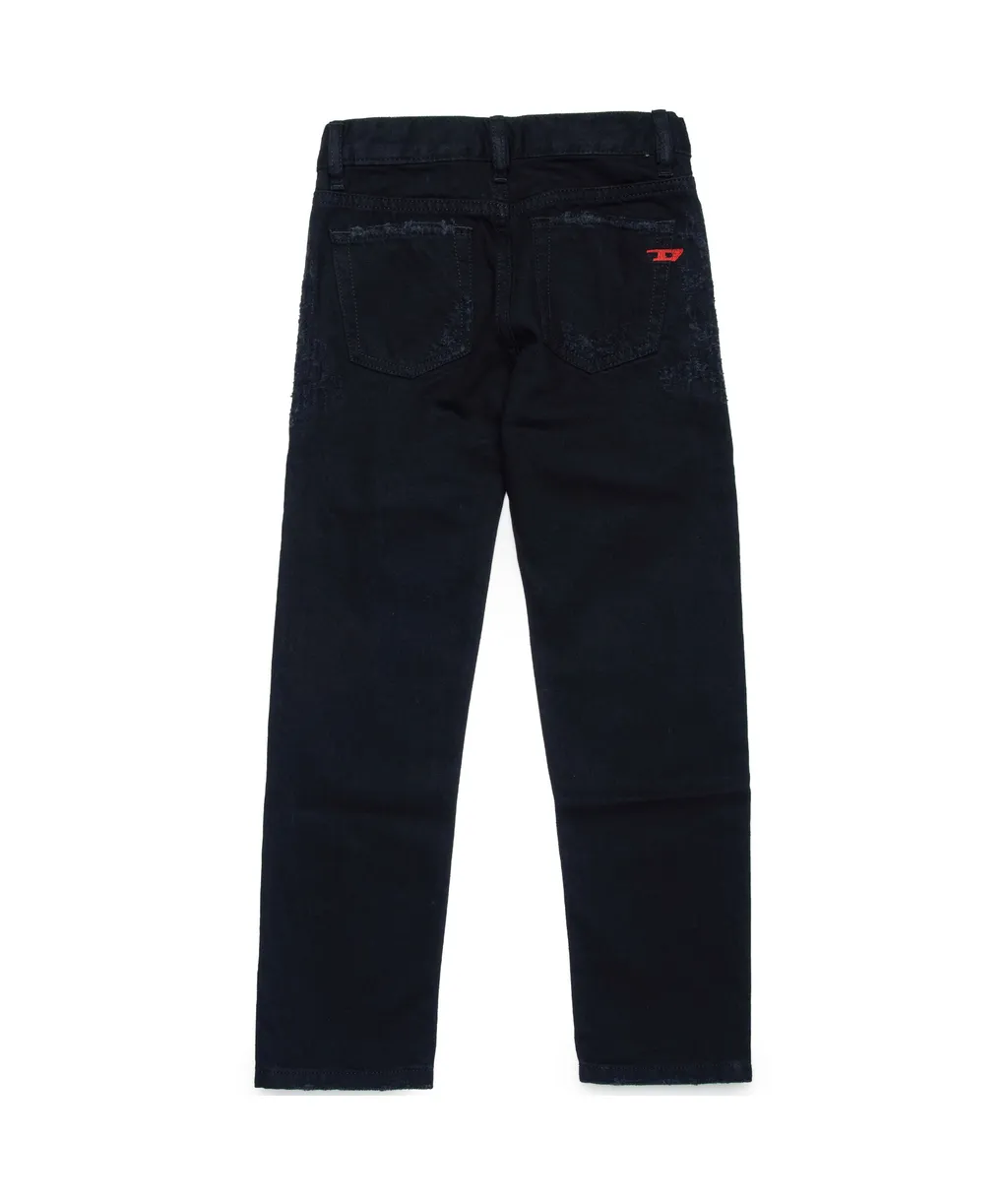 Distressed Straight-Leg Jeans