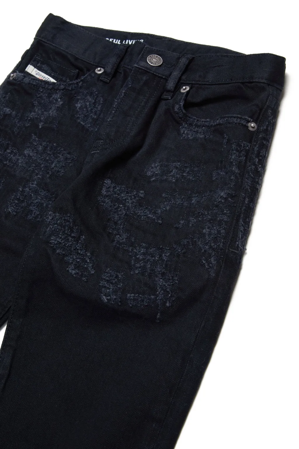 Distressed Straight-Leg Jeans