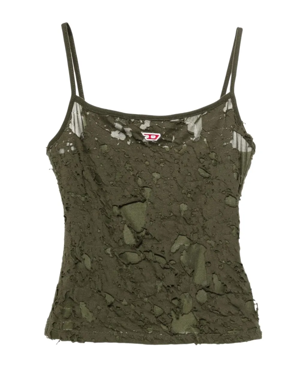 Logo-Patch Distressed Tank Top
