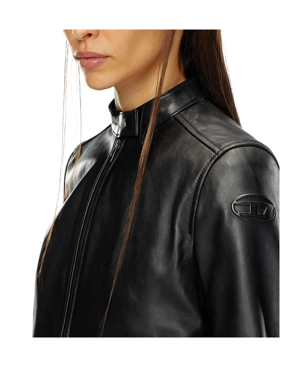 L-Ayla Zipped Leather Biker Jacket