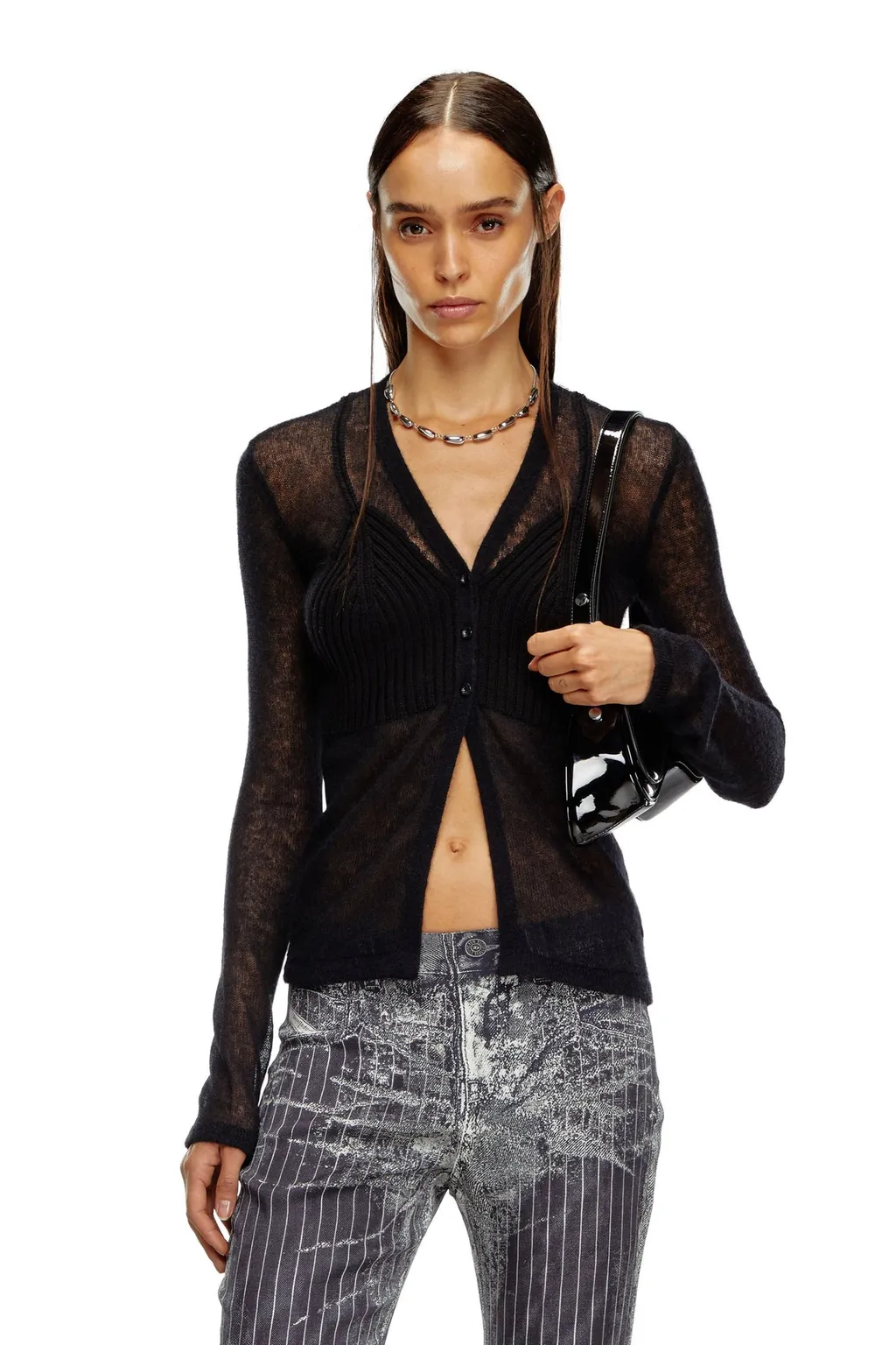 M-Arina Semi-Sheer Button-Up Cardigan
