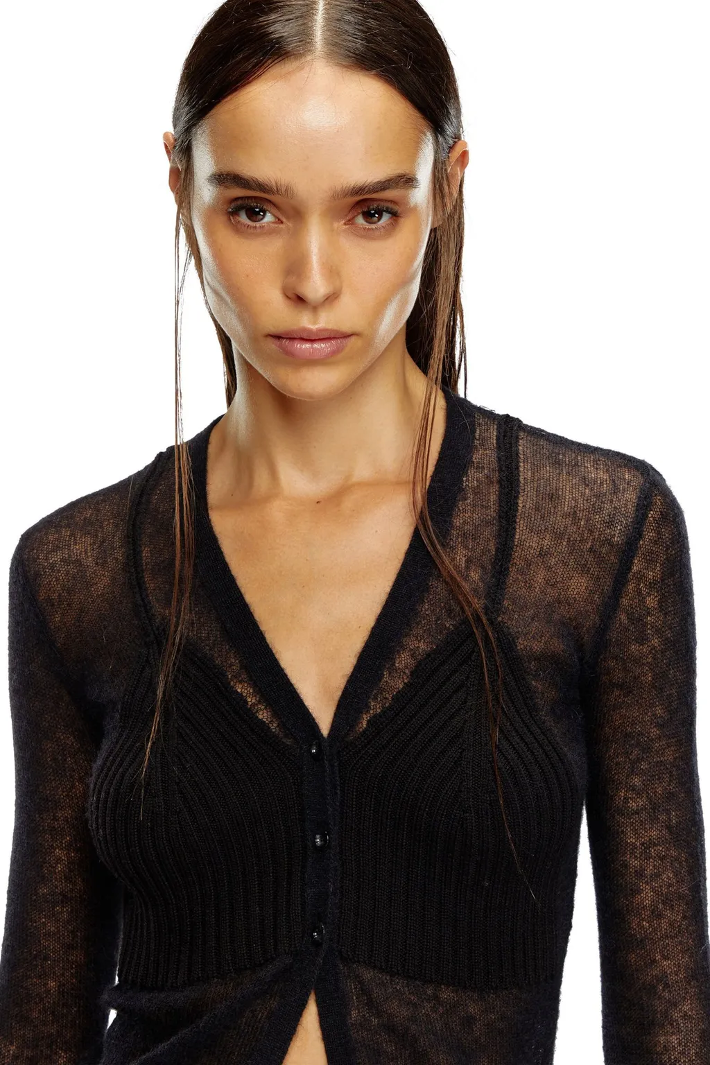 M-Arina Semi-Sheer Button-Up Cardigan