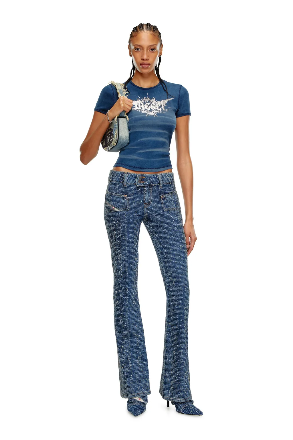 D-Ebush Low-Rise Flared Jeans
