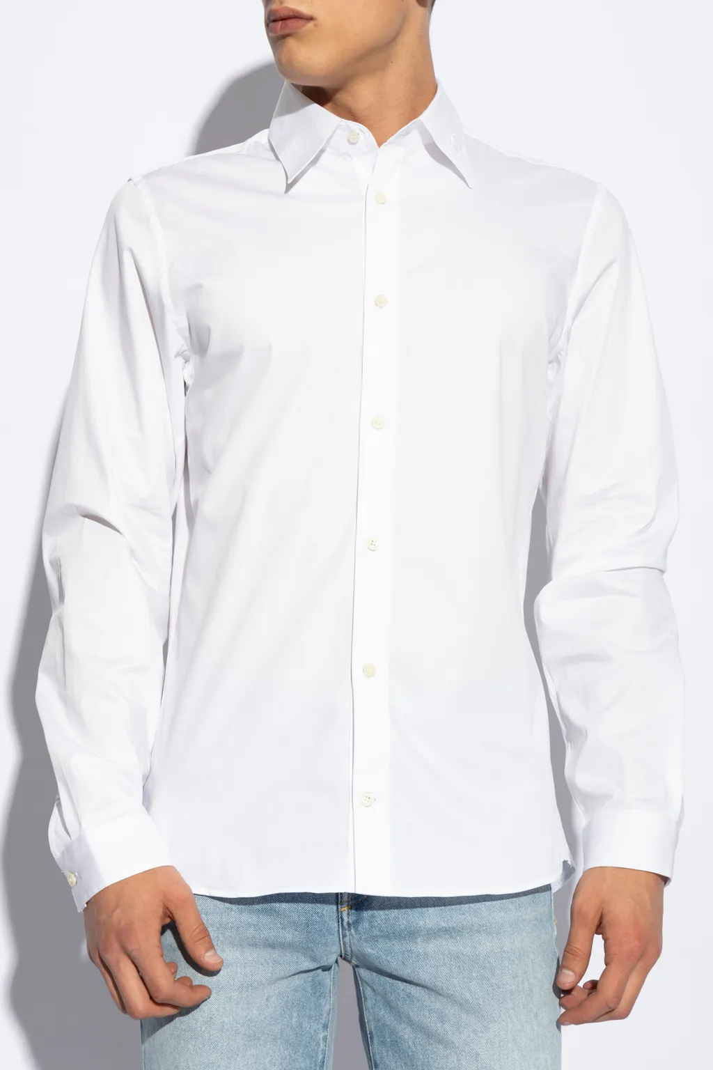 Logo Embroidered Long-Sleeved Shirt