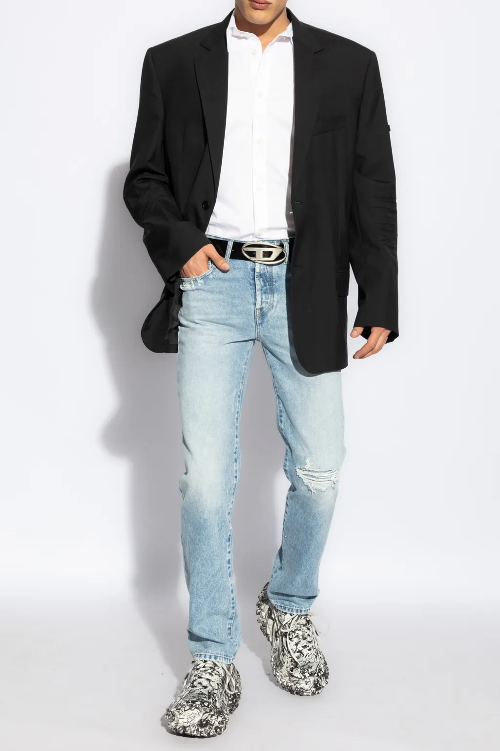 Logo Embroidered Long-Sleeved Shirt