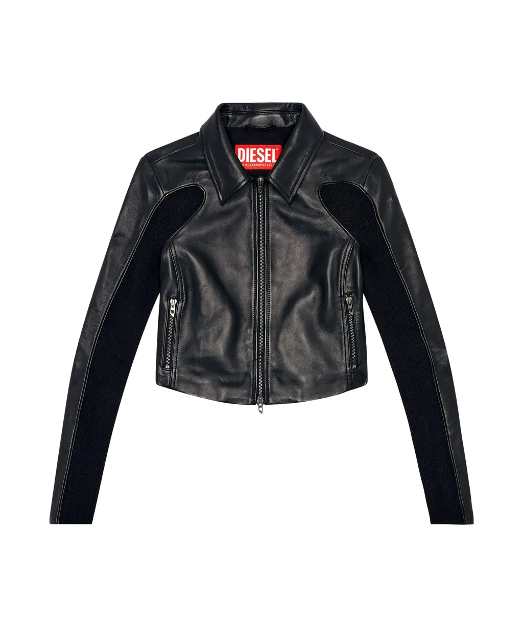L-Totem-P1 Cropped Leather Jacket