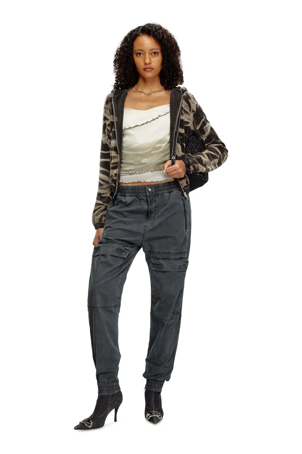 Elasticated-Waistband Cargo Track Pants