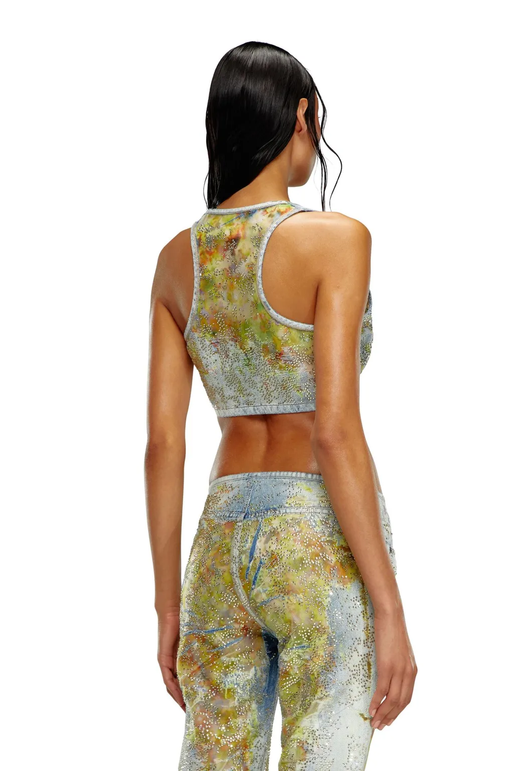 De-Detop-Fse Denim Embellished Cropped Top