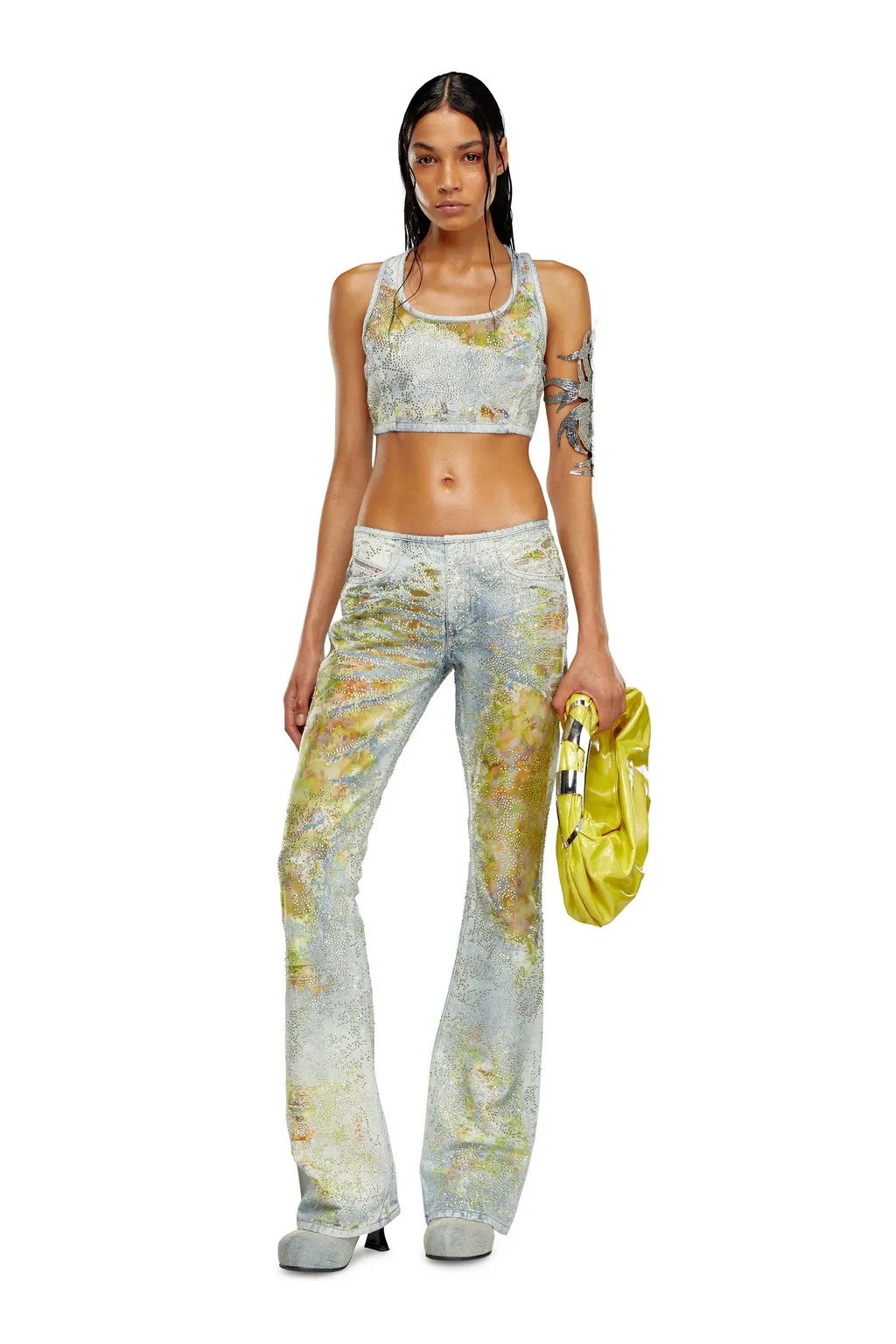 De-Detop-Fse Denim Embellished Cropped Top