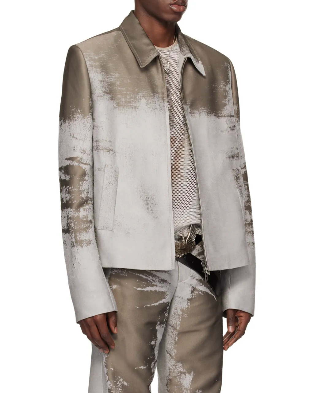 J-Pylon Abstract-Pattern Zipped Jacket