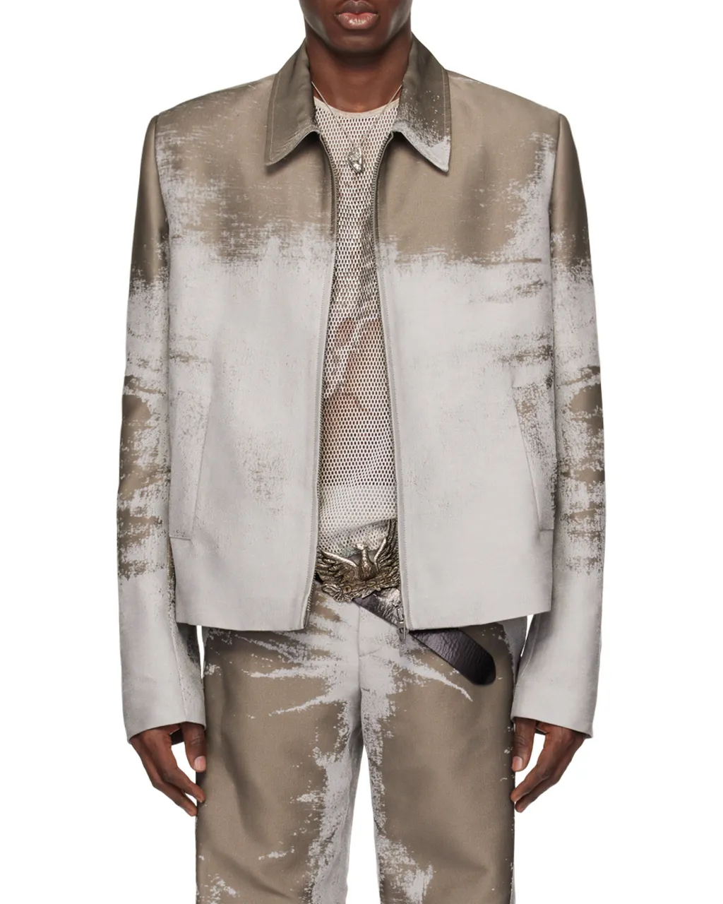 J-Pylon Abstract-Pattern Zipped Jacket