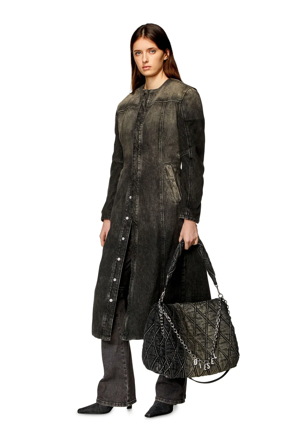 Round-Neck Denim Coat