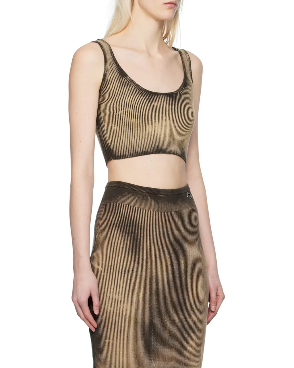 M-Deidra Bleached-Effect Crop Top