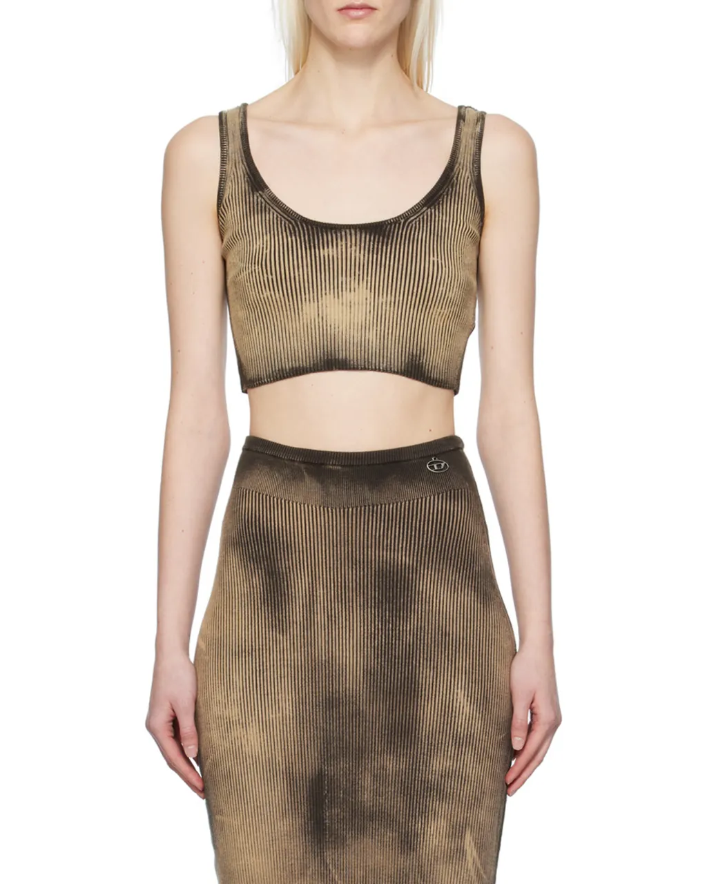 M-Deidra Bleached-Effect Crop Top