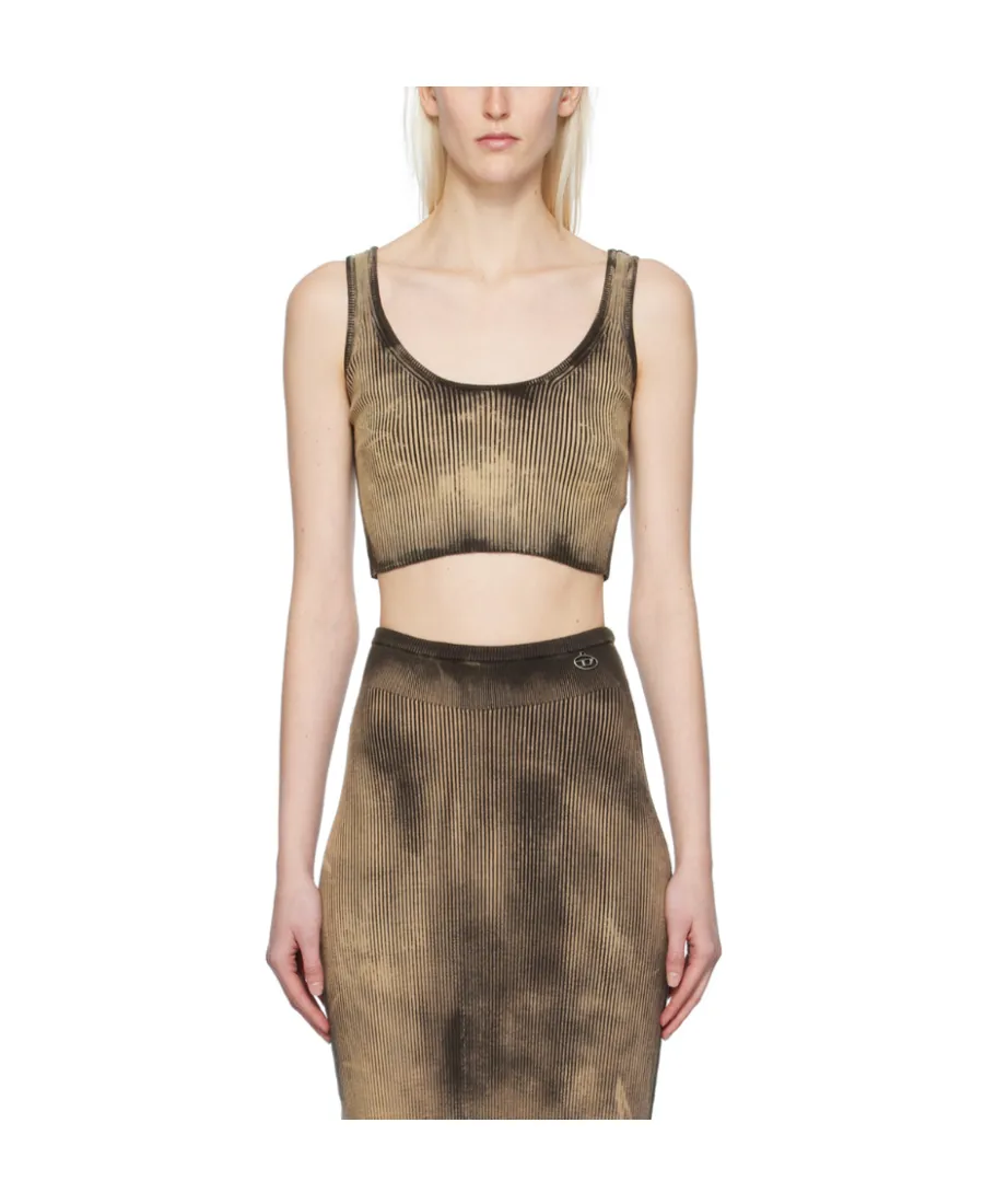 M-Deidra Bleached-Effect Crop Top