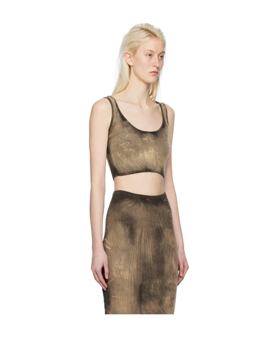 M-Deidra Bleached-Effect Crop Top