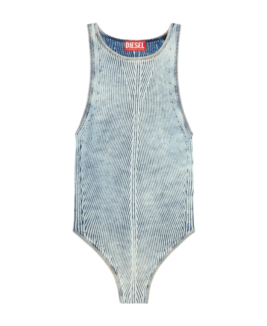 M-Tansy Sleeveless Crewneck Denim Bodysuit