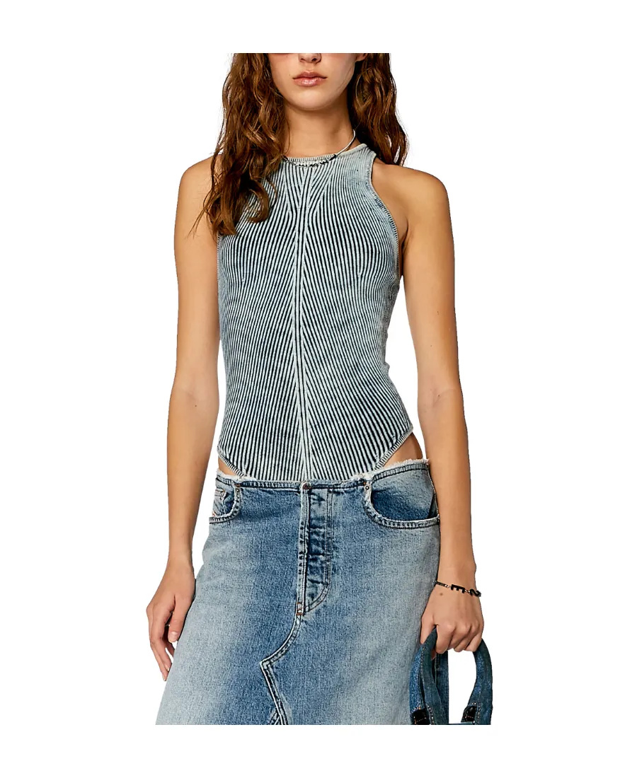 M-Tansy Sleeveless Crewneck Denim Bodysuit