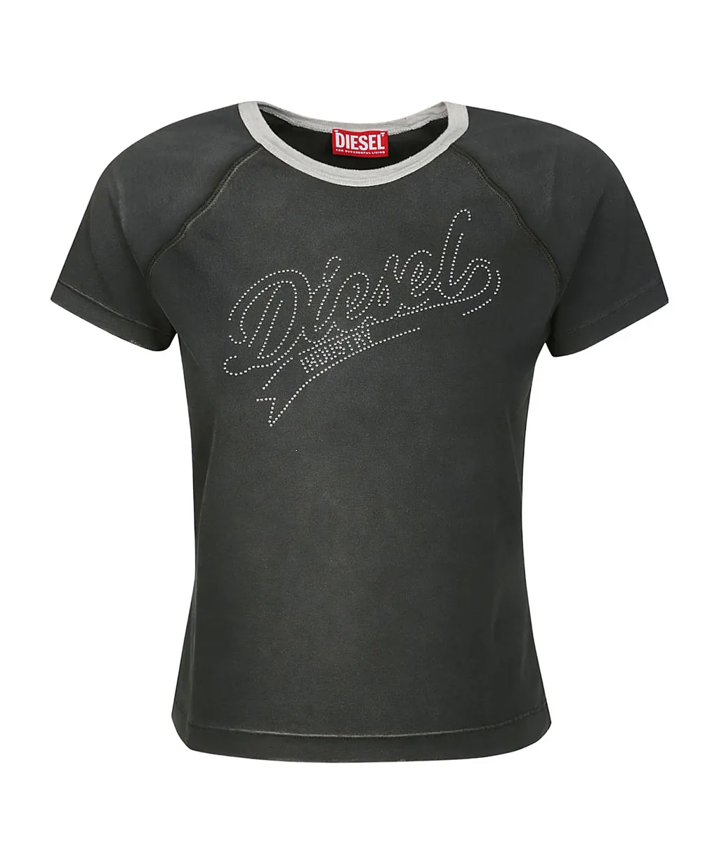 Rhinestone-Embellished Cotton-Blend T-Shirt