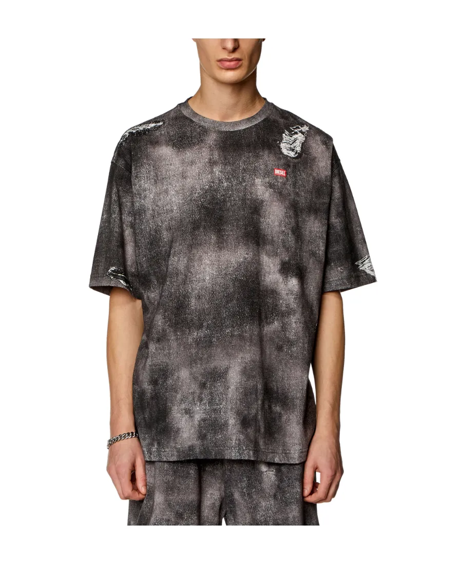 T-Wash-N2 Trompe L'oeil Denim Printed Distressed T-Shirt