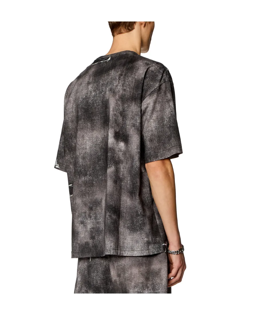 T-Wash-N2 Trompe L'oeil Denim Printed Distressed T-Shirt