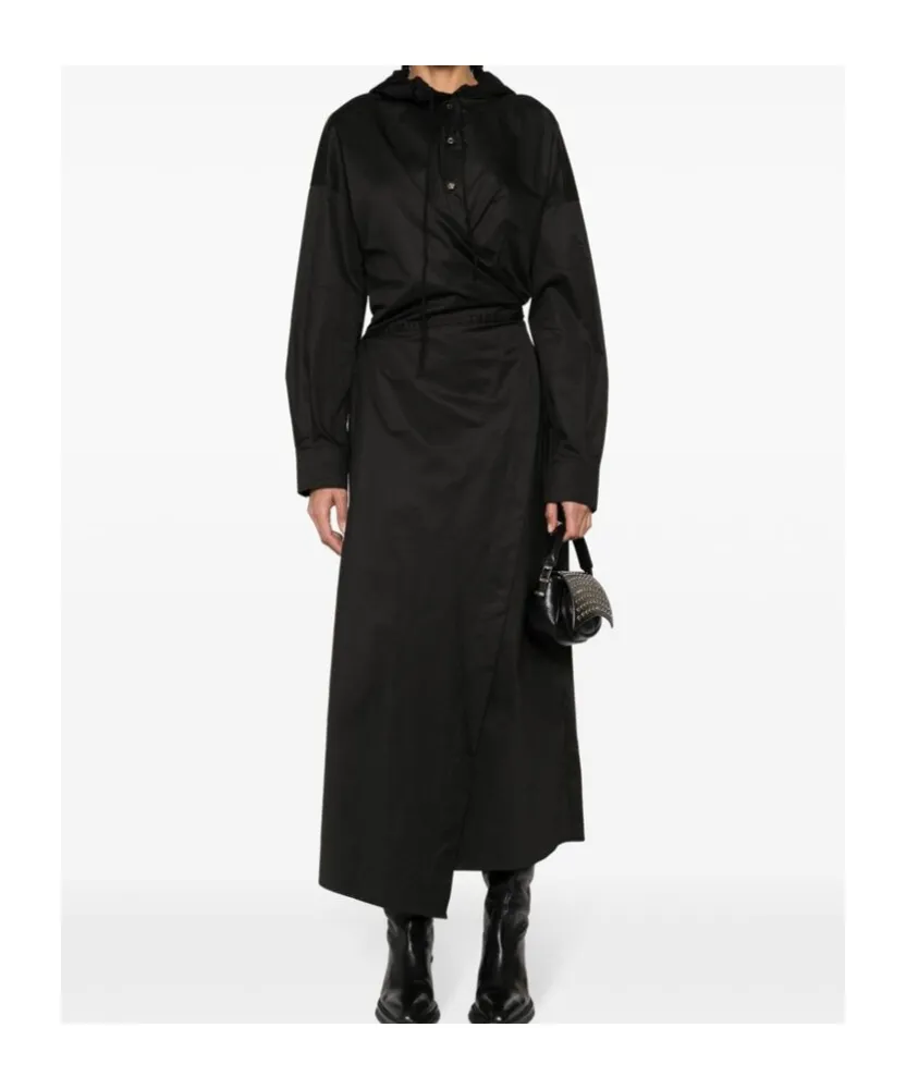 Long-Sleeved Hooded Wrap Dress