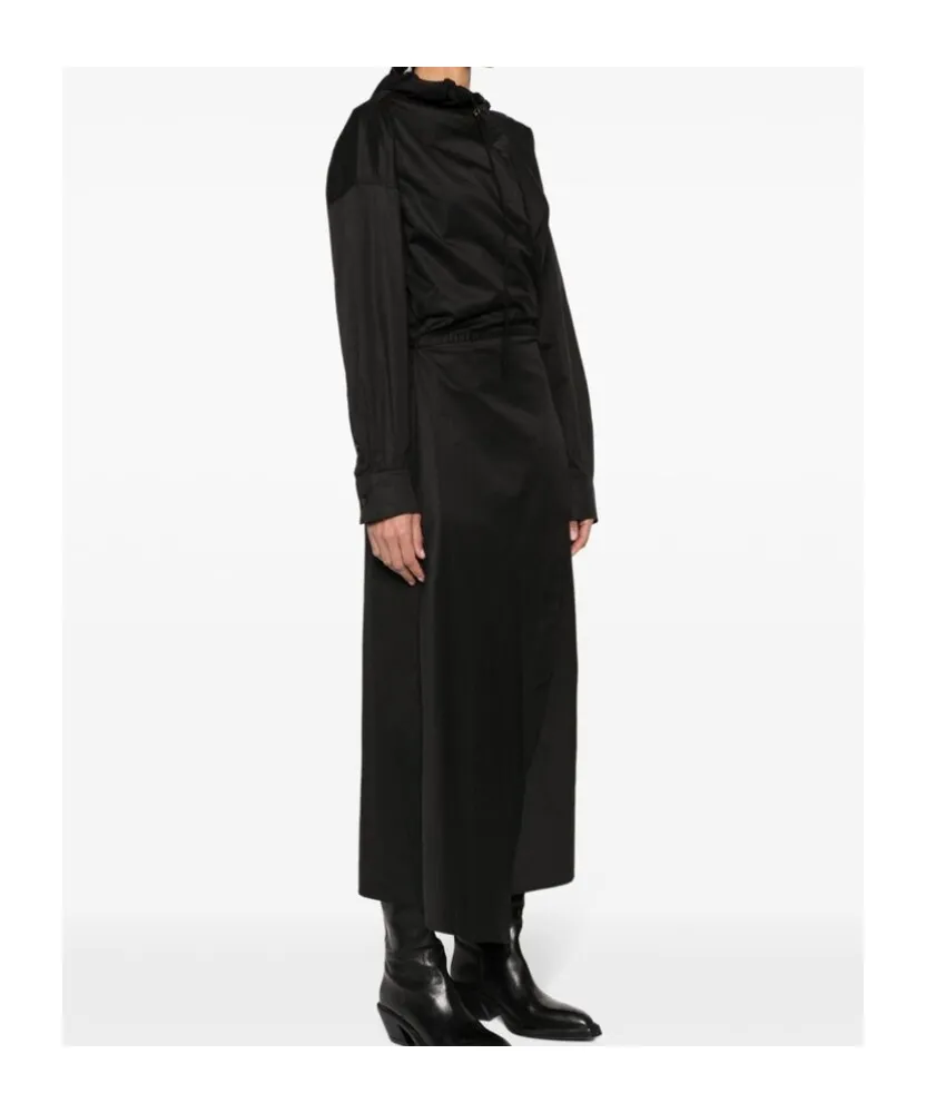 Long-Sleeved Hooded Wrap Dress