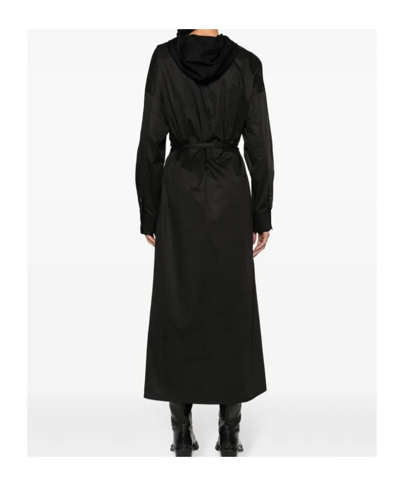 Long-Sleeved Hooded Wrap Dress