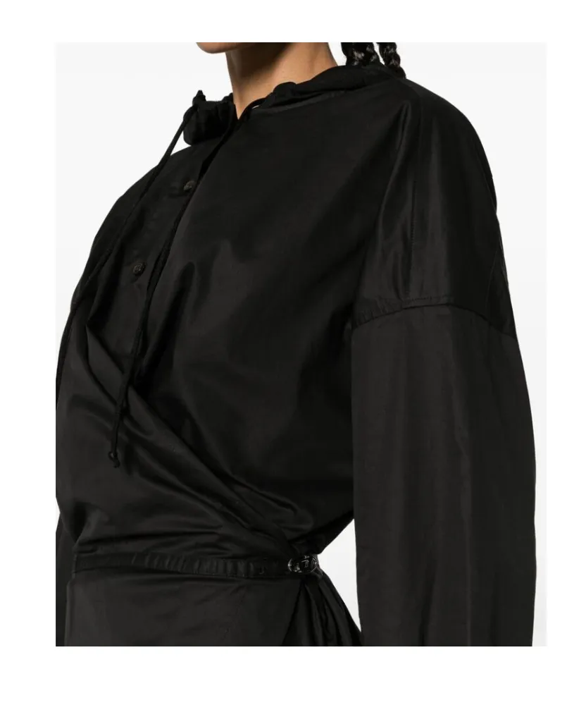 Long-Sleeved Hooded Wrap Dress