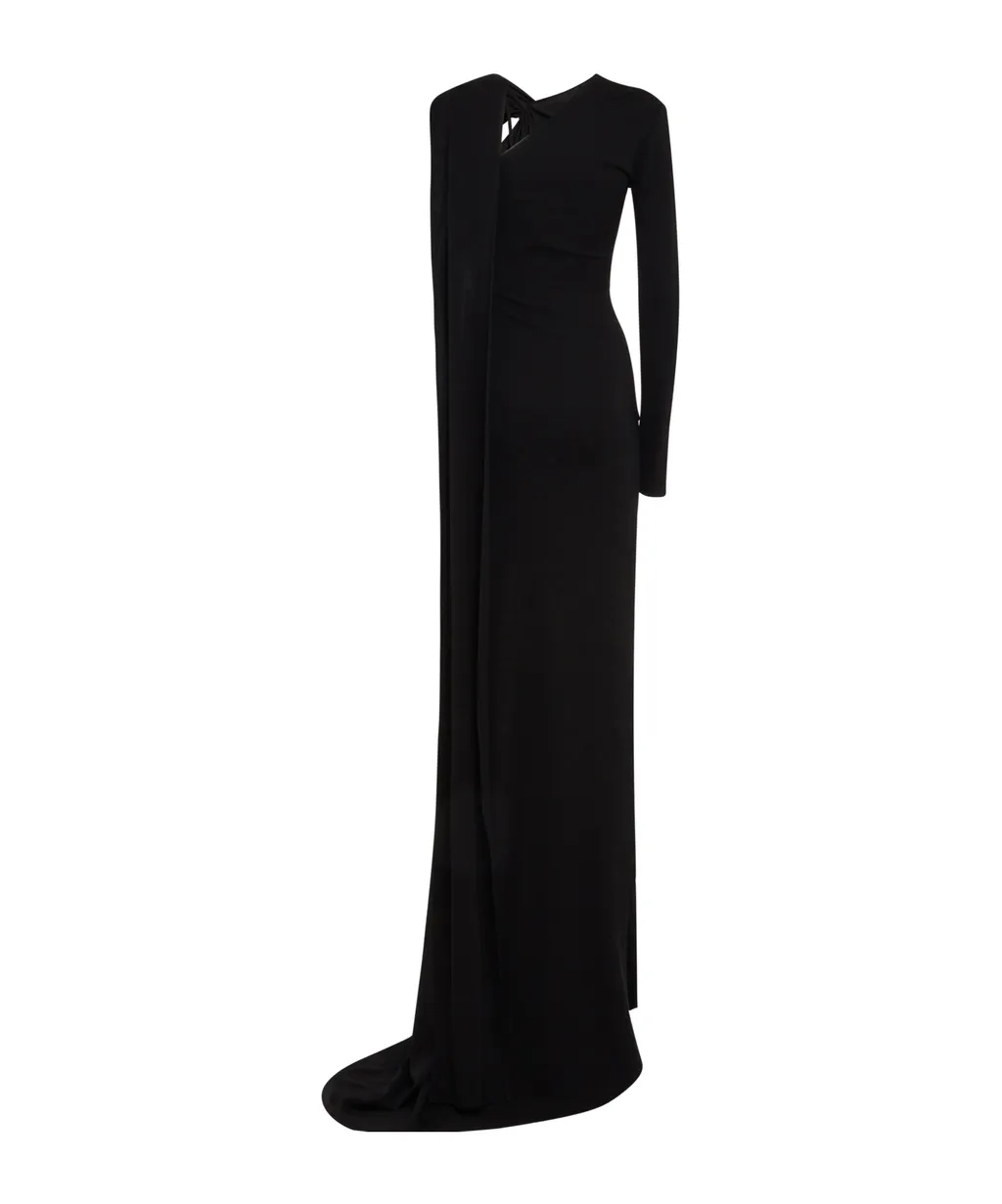 Knot-Detail Asymmetric Maxi Dress