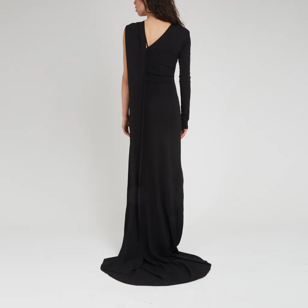 Knot-Detail Asymmetric Maxi Dress